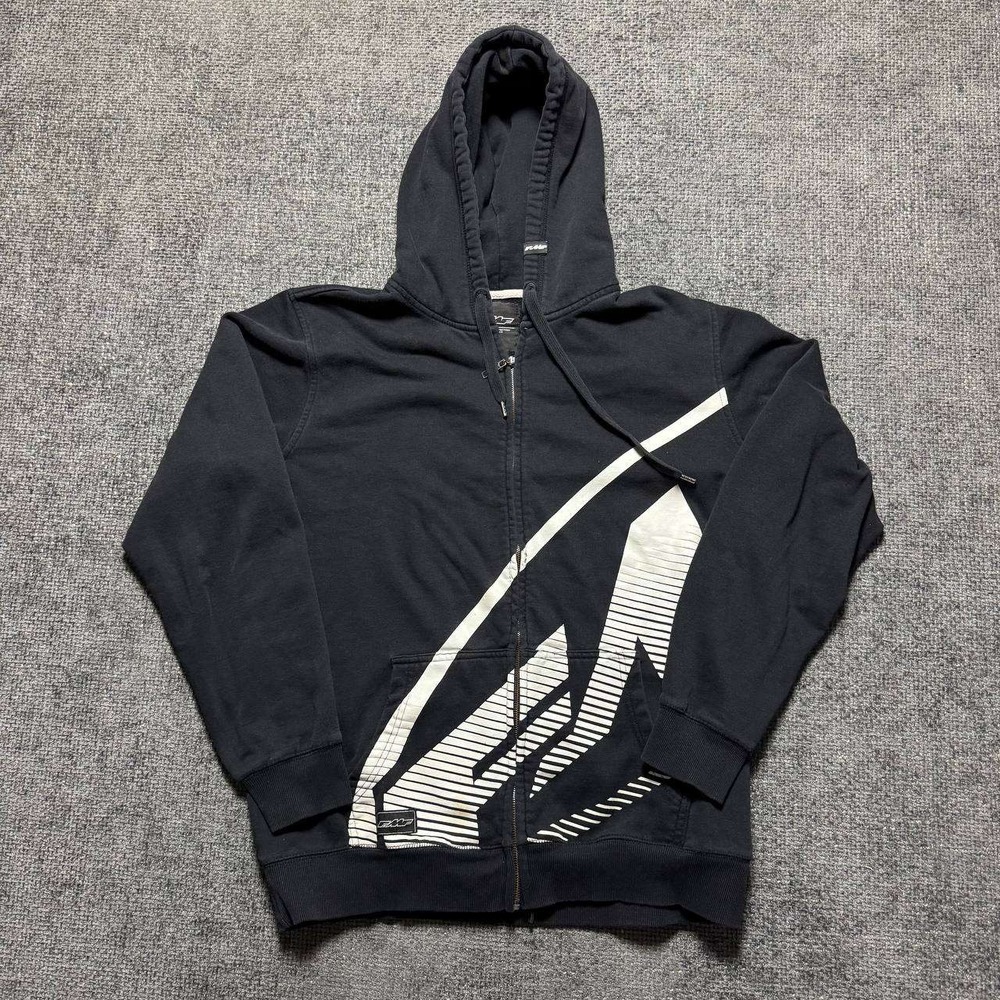 FMF Racing Zip Up Hoodie Mens XL Black Graphic Moto Y2K Streetwear